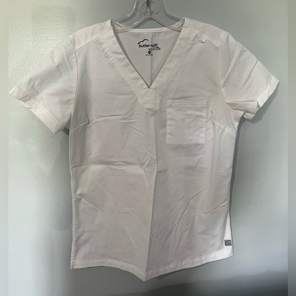 Butter Soft White Scrub Top